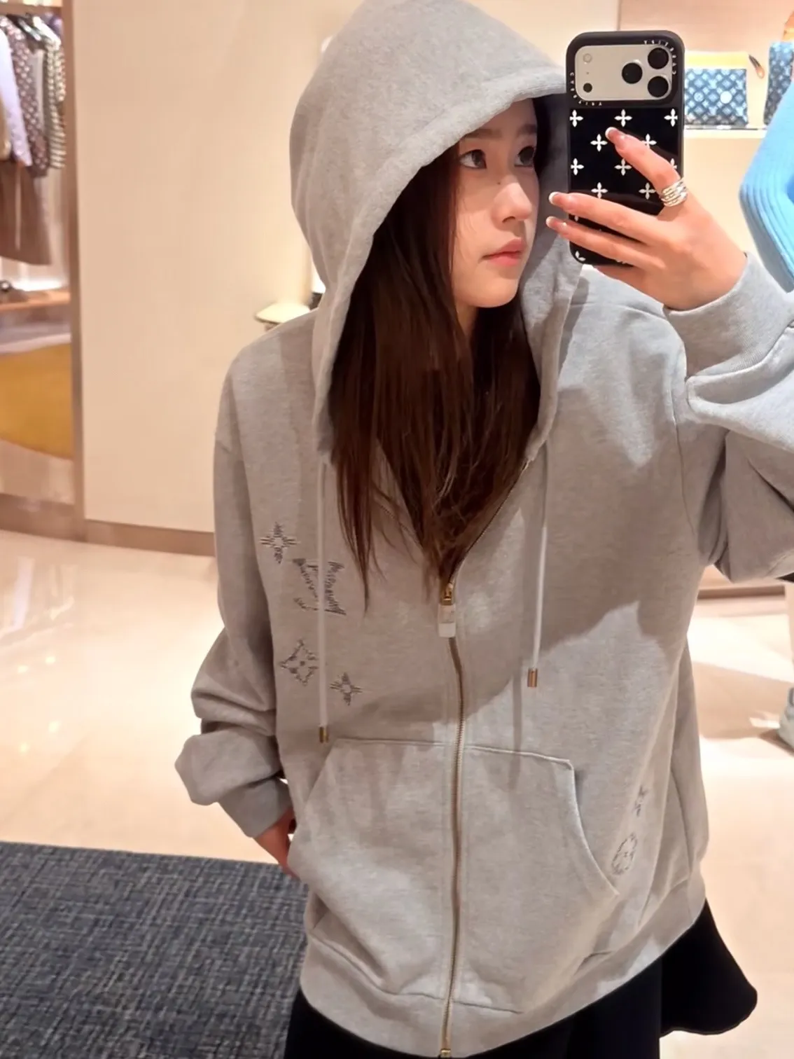 Louis Vuitton/Louis Vuitton sketch embroidered zipper hooded sweatshirt jacket
